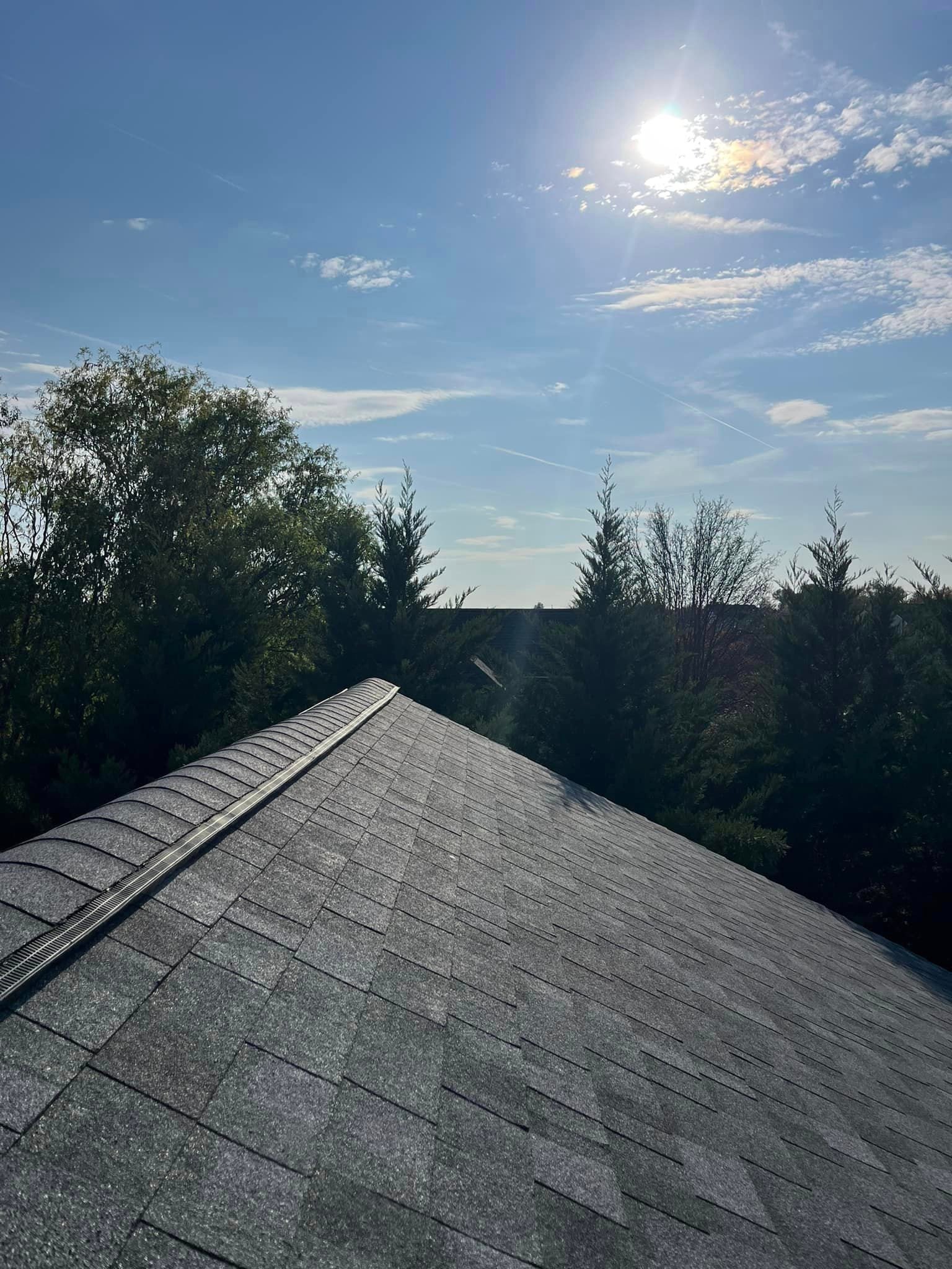 Roof view of residential house.